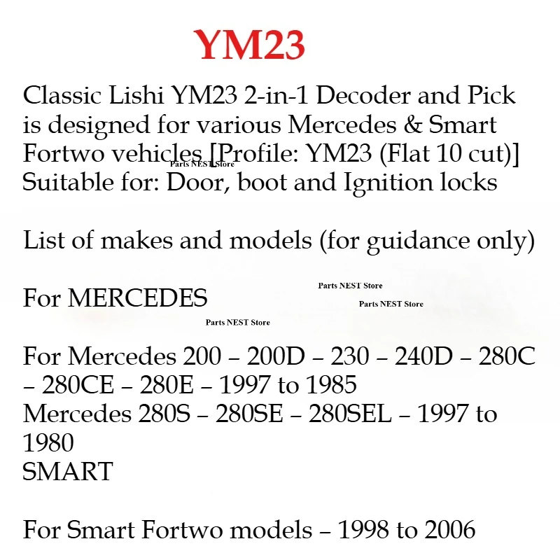 

Набор инструментов Lishi 2-в-1 серии YM (YM28, YM15, YM23) для профессиональных слесарей, полный комплект для Mercedes Sprinter и Vauxhall/Opel