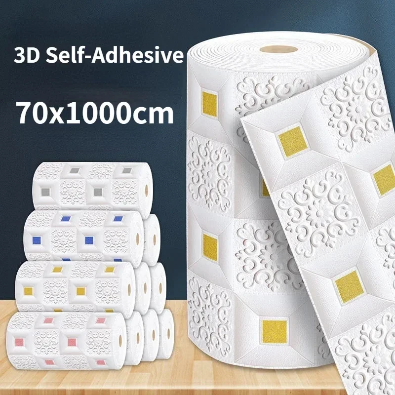 3D Auto-adesivo impermeável Wallpaper, Adesivo de parede, teto do telhado, Sala, Decoração do quarto, Papel de contato