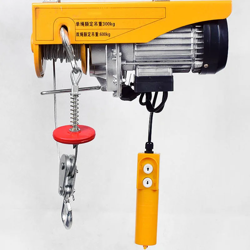 Miniature electric hoist 220V household crane 1/0.5 ton hoist winch lifting