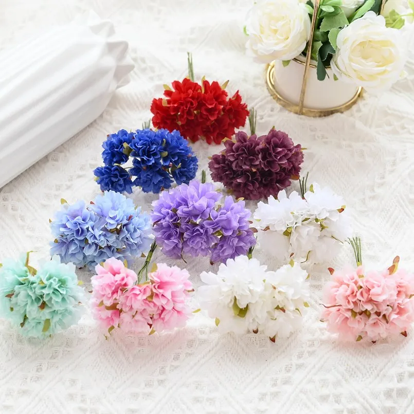 18PCS Künstliche Blumen Weihnachten Dekorationen für Home Sammelalbum Hochzeit Dekorative Kränze Diy Geschenke Candy Box Seide Nelke – Detail 4