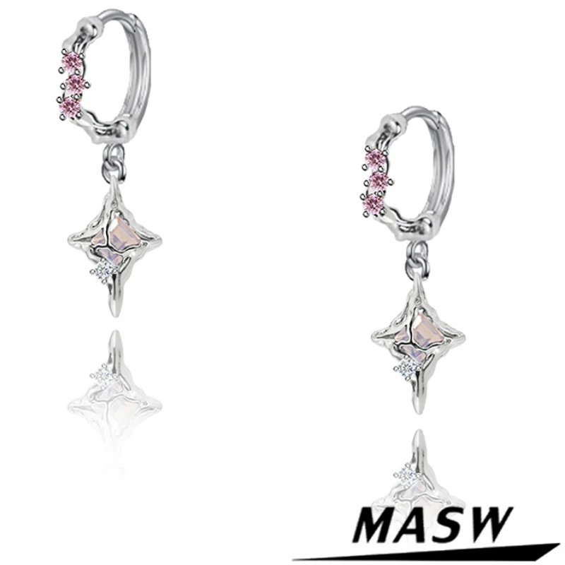 

MASW Original Design Delicate Star Earrings Pretty Jewelry Senior Sense High Quality Copper Chain Glass Earrings For Women