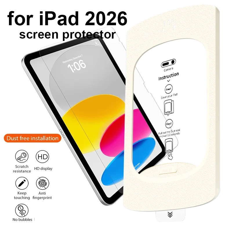 Защитное стекло для iPad Pro Air 11 дюймов M4/M3/M2 (8-го/7-го/6-го поколения 2026/2025/2024) HD, прозрачное, из закаленного стекла, с коробкой для легкой установки