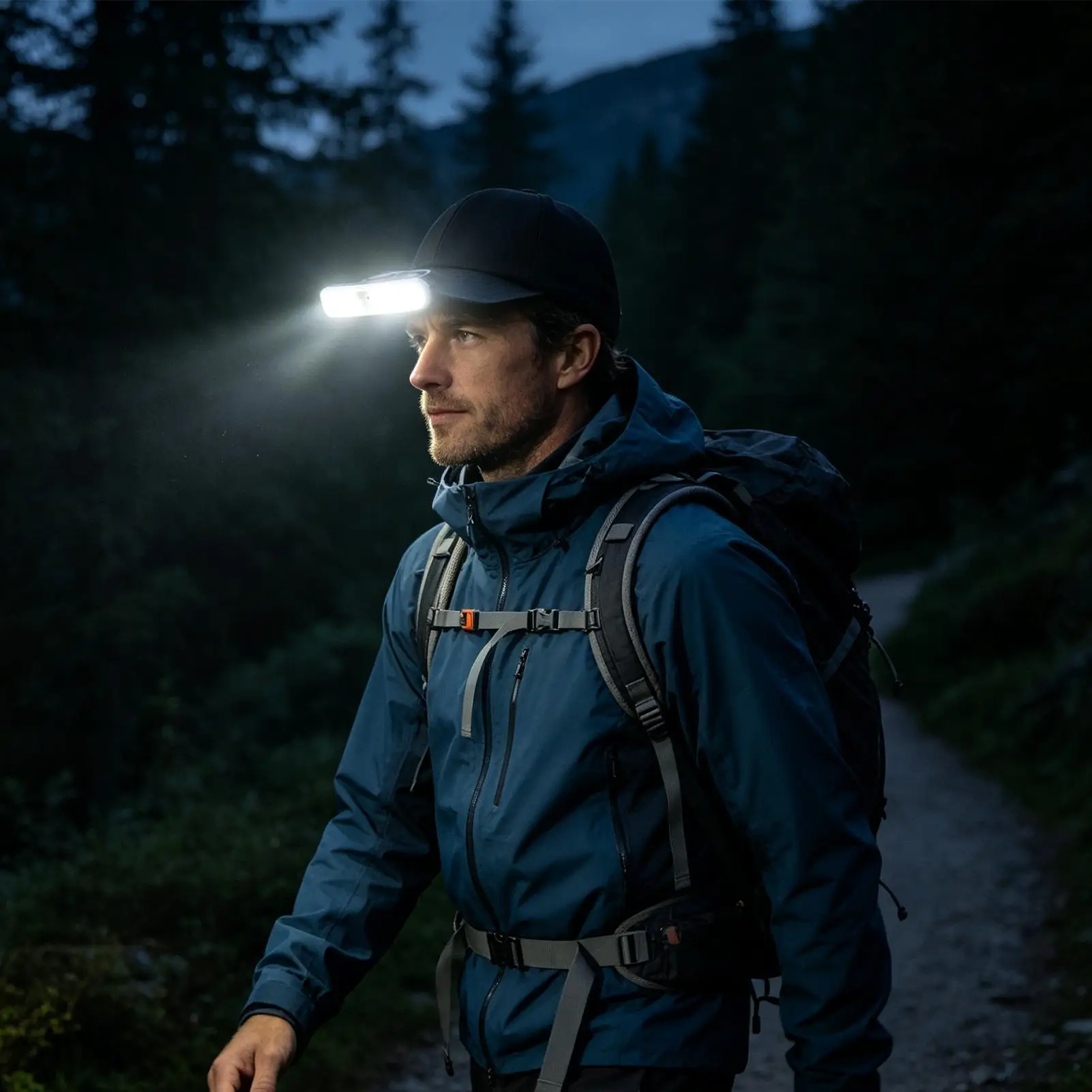 Baseball Cap with Light 180 Degree Adjustable Smart Sensor Headlamp Light Up Hat for Outdoor Night Hiking Fishing Work Mechanic