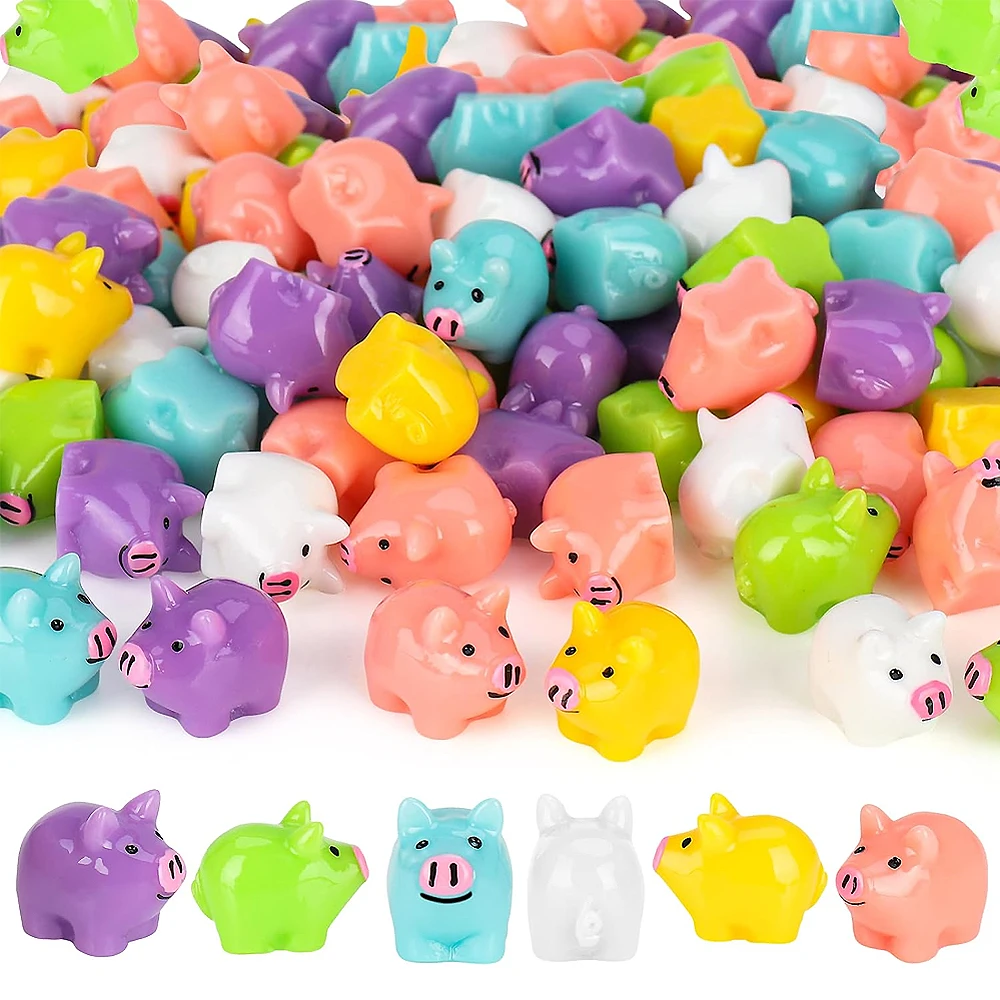 

5/10Pcs Assorted Color Mini Pigs Miniature, Resin Animal Figures Fairy Garden Ornament, Micro Landscape DIY Craft Decoration