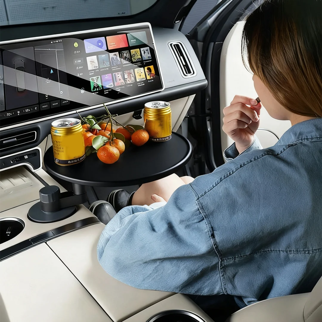 Multifunktions-Auto-Getränkehalter, Getränkehalter mit Tisch für Lebensmittel, 360 Grad verstellbares Basistablett, Auto-Innentisch-Zubehör