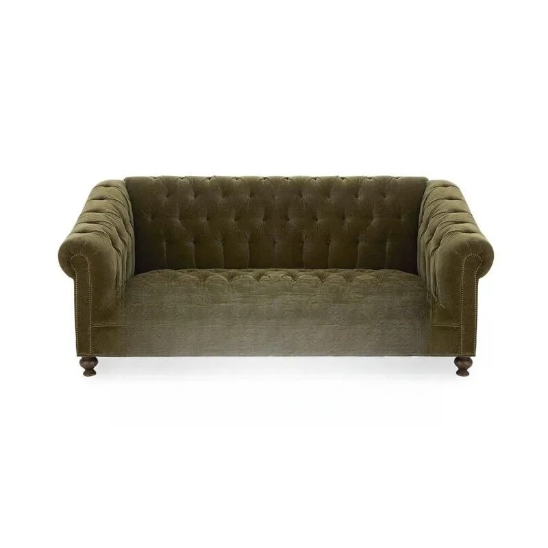 Nordic American country solid wood button fabric double triple sofa model room villa living room combination furniture