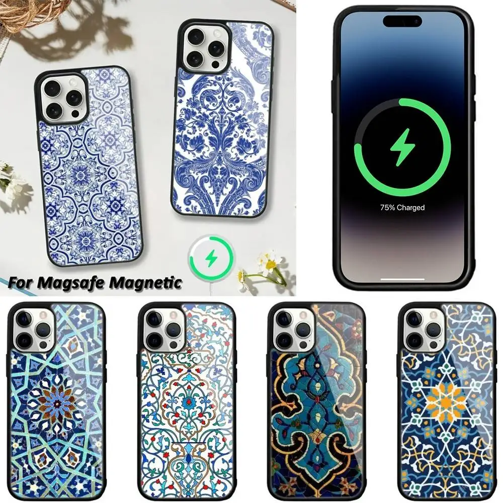 

Azulejo Case ceramic glazed tile Phone Case For iPhone 16,15,14,13,12,11,Plus,Pro,Max,Mini Magsafe Magnetic Wireless Charging