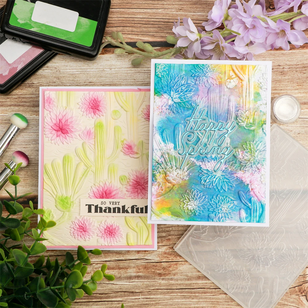 Cactus Flower Succulents 3D Embossing Folder Daisies Reed Background Patterns Templates Stencil For DIY Scrapbooking Card Making