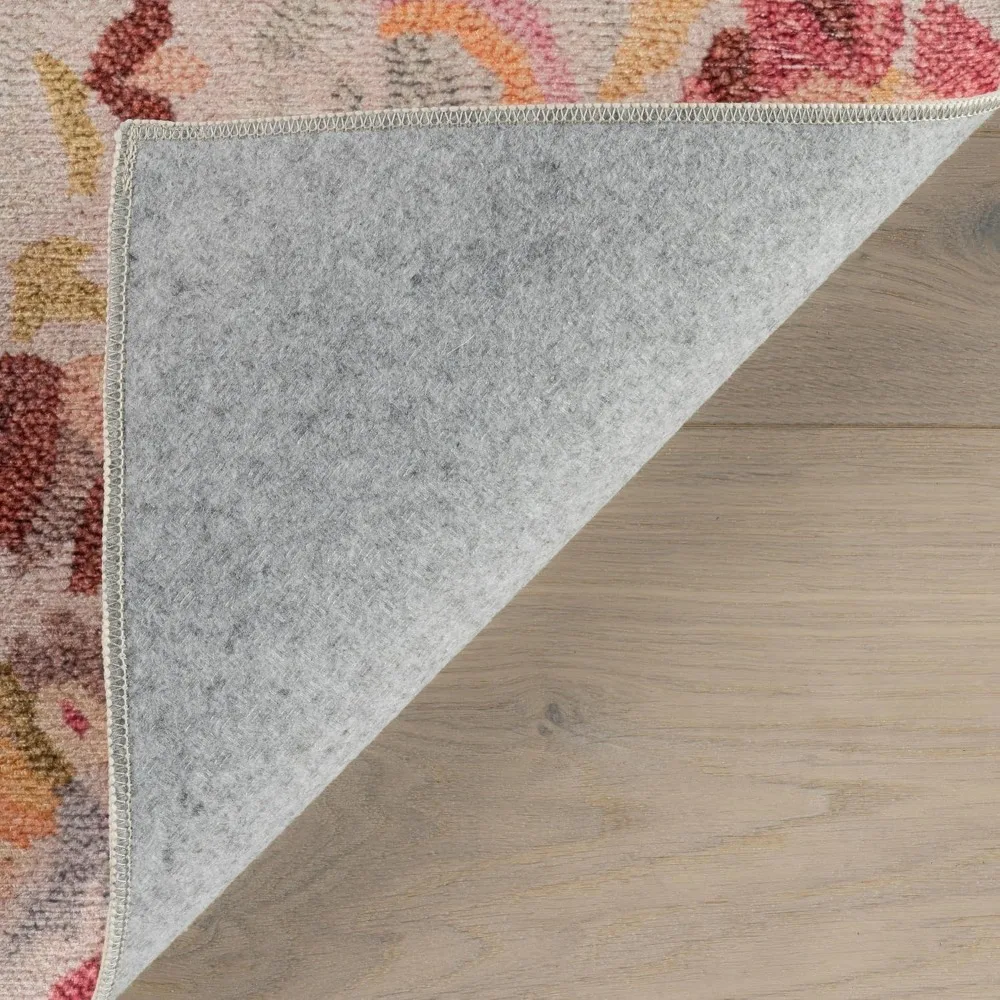 Wielobarwny dywan z kwiatowym wzorem, nadający się do prania w pralce, 120x180 cm, żółte akcenty, wytrzymały i stylowy dywan do domu.