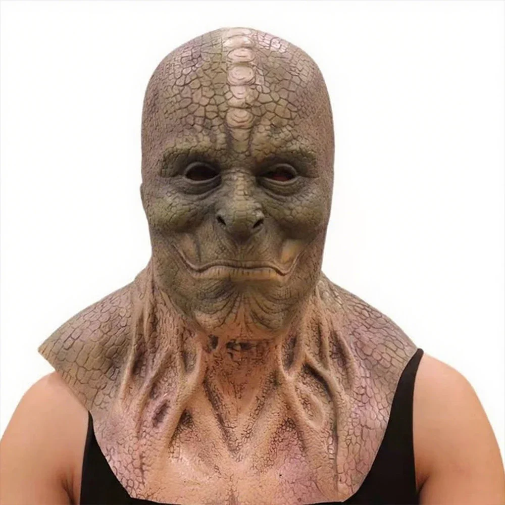 قناع الهالوين المخيف Lmet زي الدعامة كرنفال ThemCreepy لعب الأدوار الحيوان السحلية رجل مخيف مخيف كامل الوجه حفلة كعوب #4