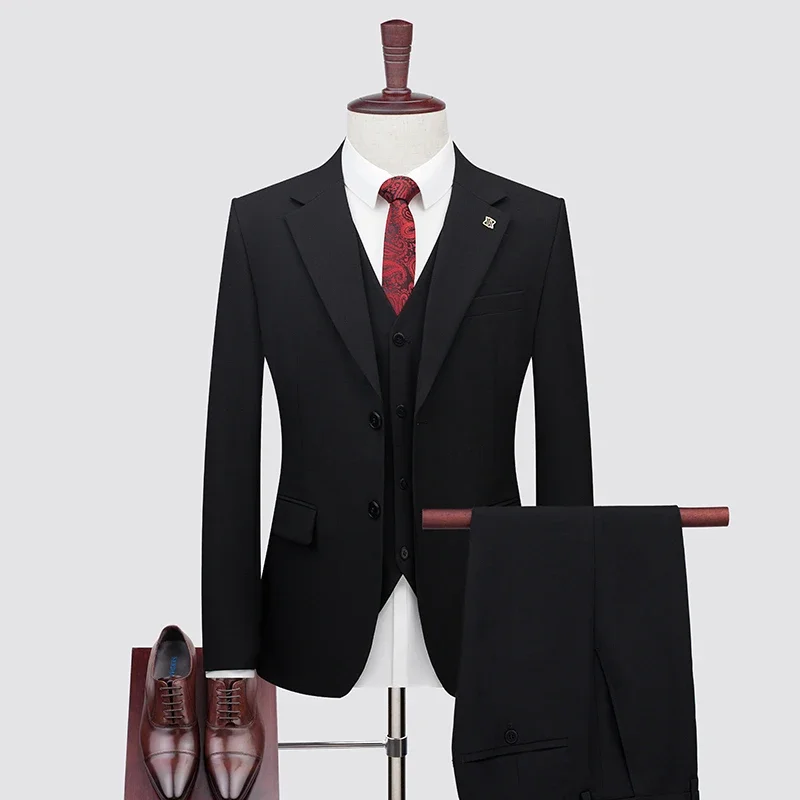 كبير الحجم الرجال الصيف رقيقة اثنين زر (بدلة + سترة + بنطلون) جديد الأعمال أزياء وسيم فستان كاجوال البدلة ثلاث قطع مجموعة #5