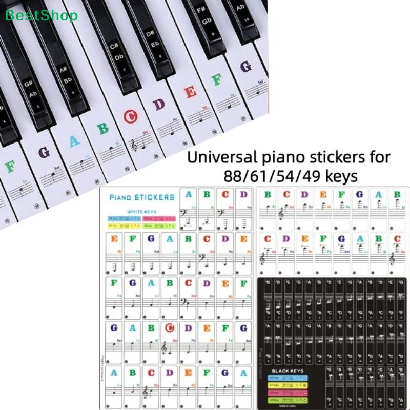 〔AG〕Colorful Piano Keyboard Stickers, Universal Note Labels for 88/61/54/49 Key Piano & Keyboard