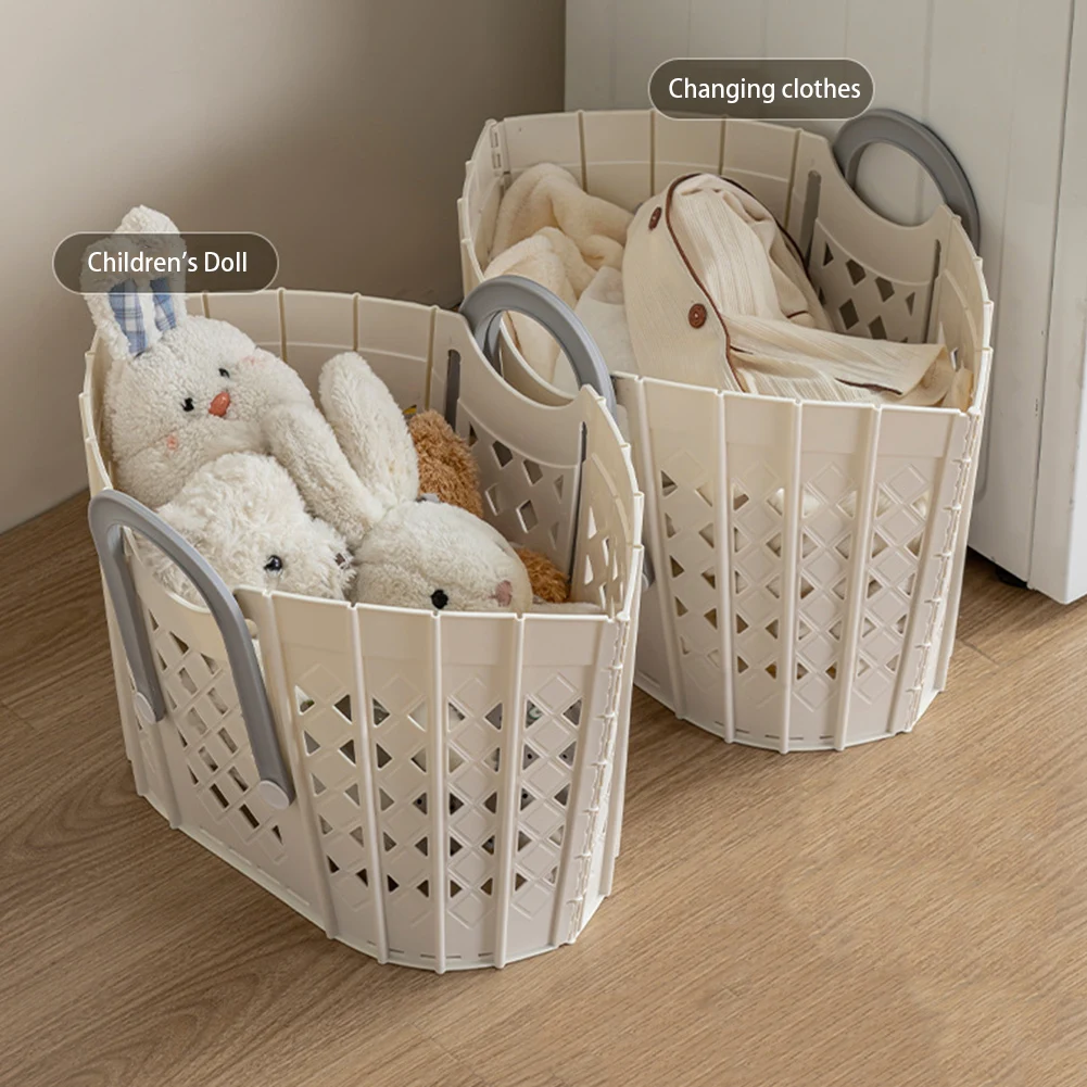 Collapsible Plastic Clothes Basket Portable Clothes Storage Basket For Home Use Pantry