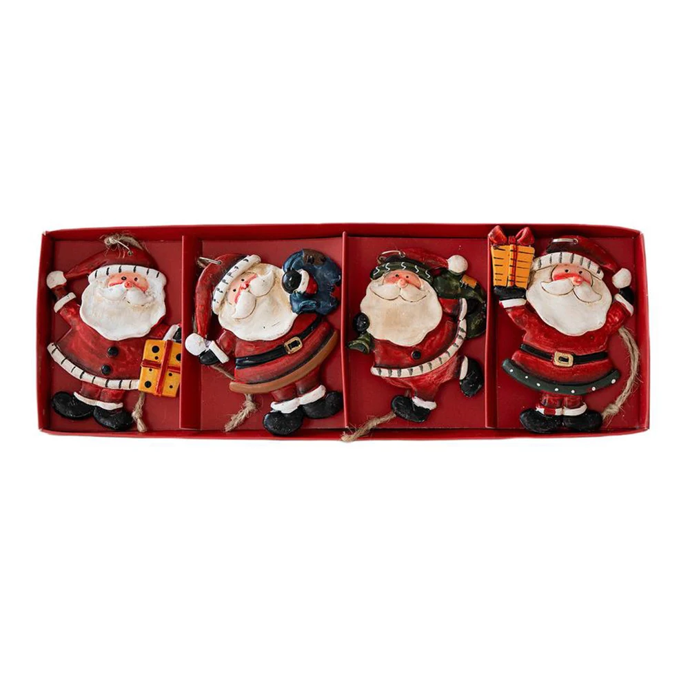 

4 шт. украшения для рождественской елки из смолы: декор Санта-Клауса и снеговика для праздничного подбадья, сделай сам, украшение для рождественской елки, Рождественская сцена