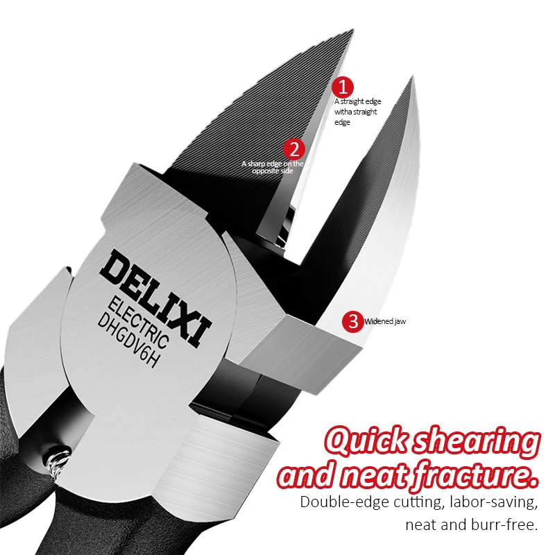 DELIXI ELECTRIC Nozzle Pliers，50CRVChromiumVanadiumSteel CNC PrecisionGrindingSuperhard Blade,Cutting Plastic CopperAluminumIron