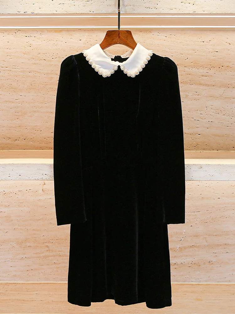 

Heavy Embellied Velvet Dr Ele Sle High Waist A-Line Skirt Long Sve Polyester Fabric Suitable for All Sea...