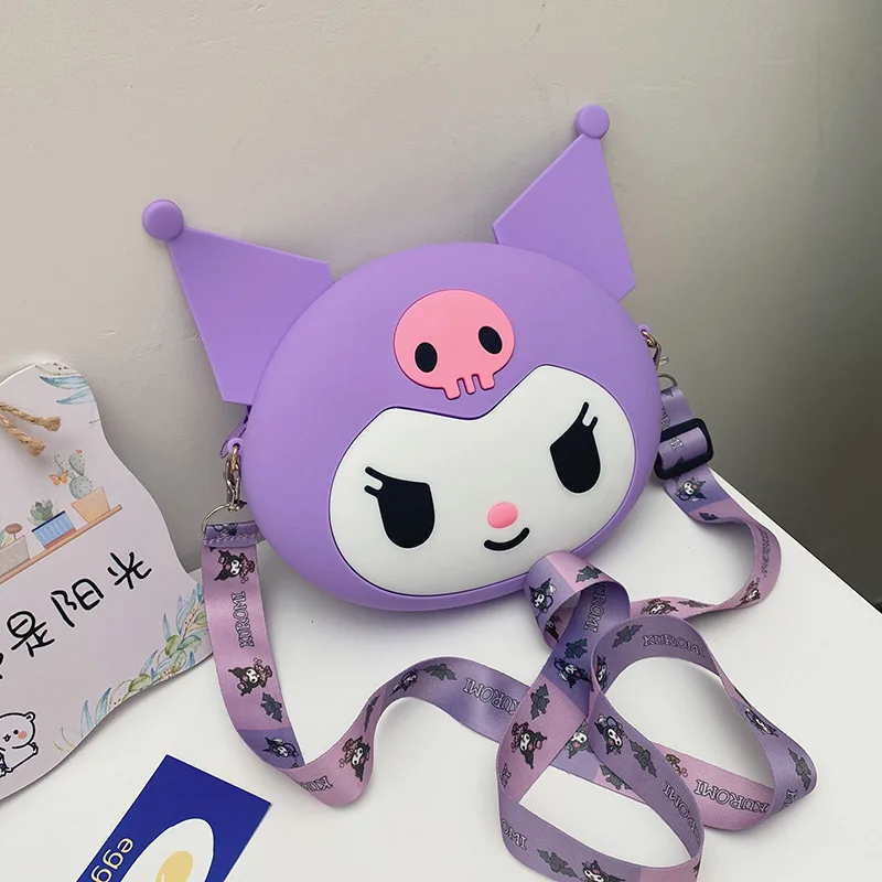 Torba Sanrio Kawaii Kawaii Kuromi silikonowa torba na ramię wodoodporna torebka na monety lalki z kreskówek torba Crossbody na prezent urodzinowy