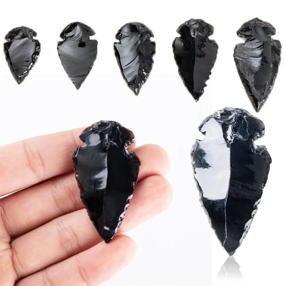 Gift Black Natural Obsidian Arrow Energy Stone Gemstone Black Crystal Pendant Jewelry Making DIY Material Lucky Charm