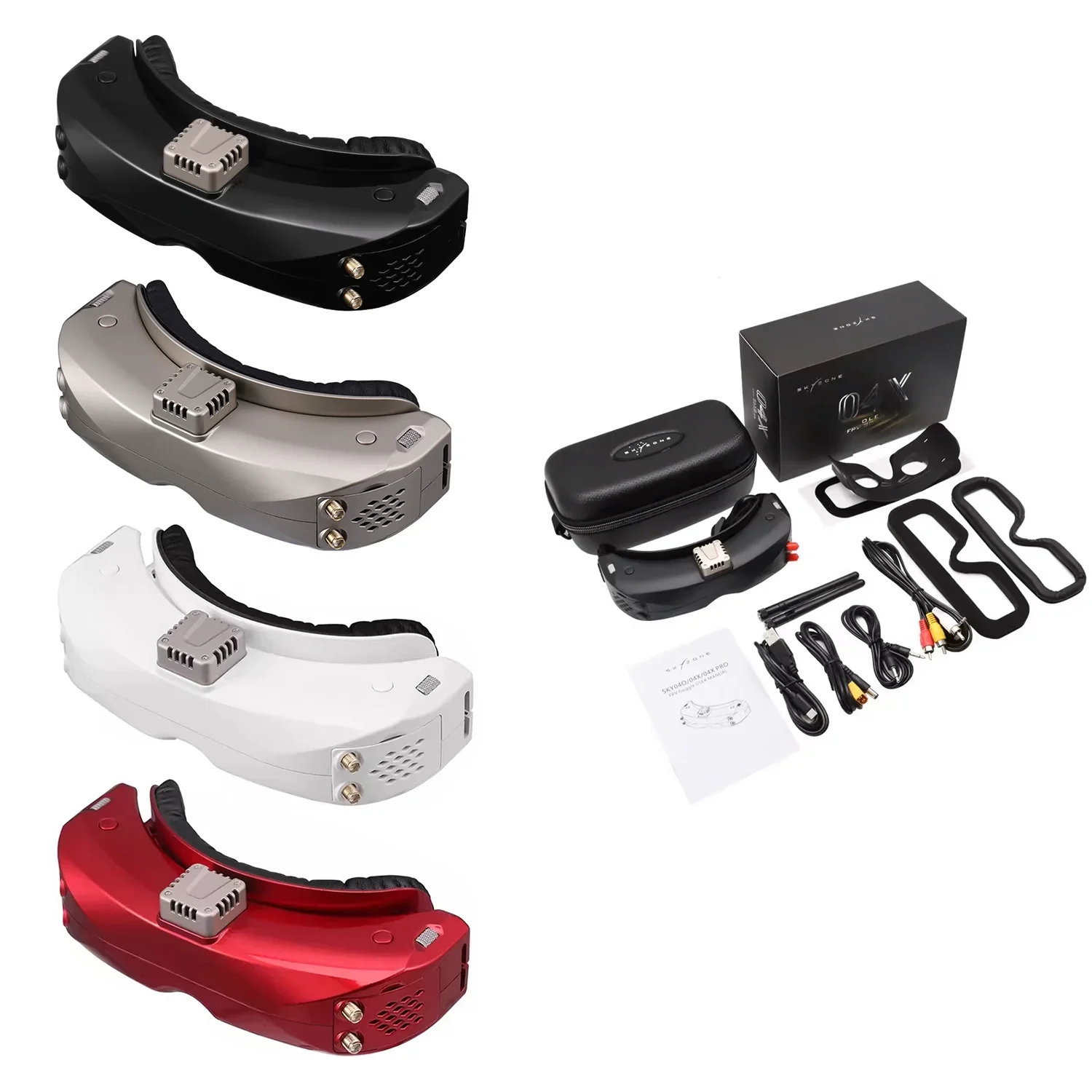 AvaCoreSKYZONE SKY04X PRO FPV Goggles OLED 5.8G 48CH Steadyview Receiver 1920X1080 HD DVR Head Tracker For RC Airplane Racing Dr