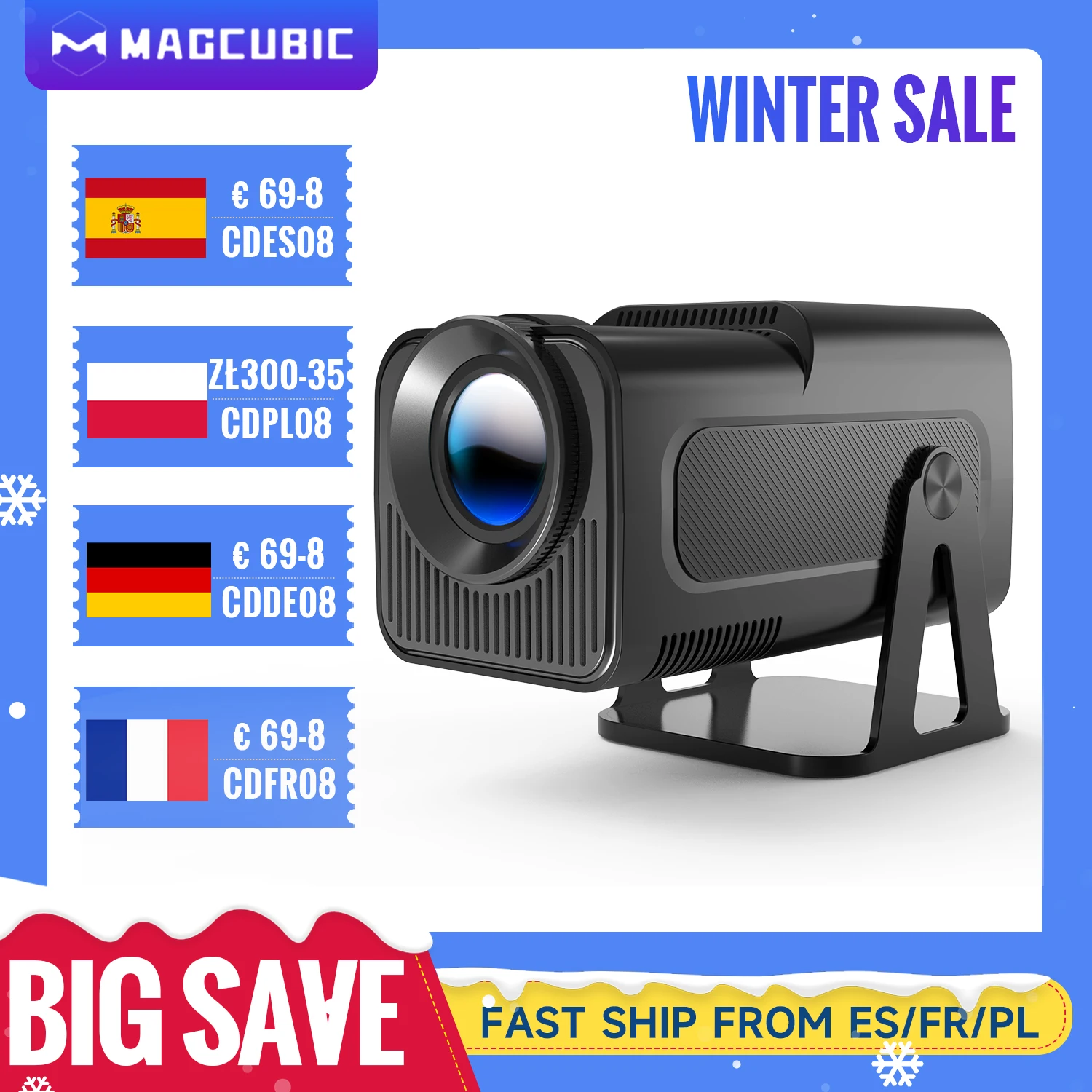 Magcubic HY320 NTV Netflix Officially Licensed Android 13 Projector with 1080P 500ANSI Prime Video YouTube WIFi BT5.2 Portable