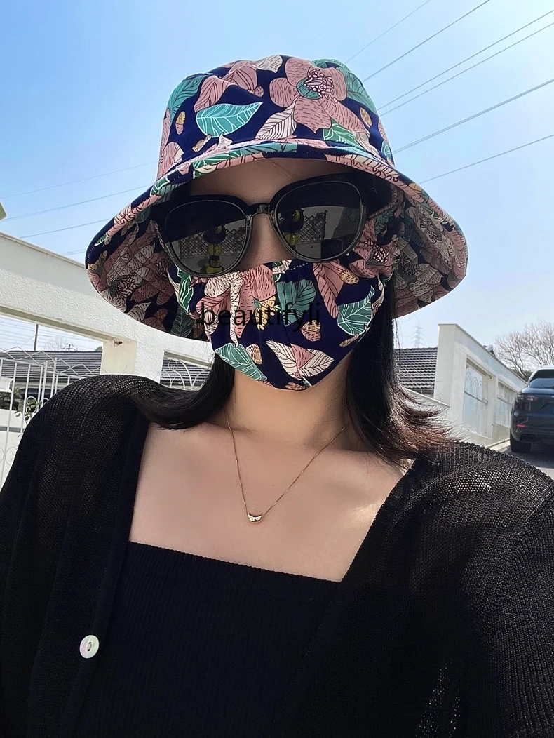 Sun Hat Mask Integrated Summer Sun Hat Face Cover Ultraviolet-Proof Sun Hat Outdoor