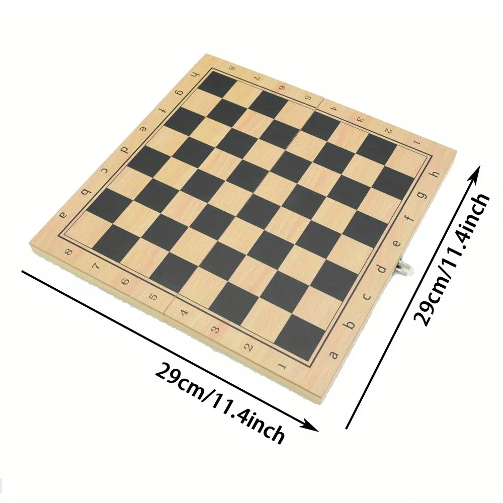 Giocattolo multifunzionale in legno massello di scacchi tre in uno per il gioco di Puzzle da tavolo di scacchi in legno di fascia alta competitivo stile pieghevole 30CM