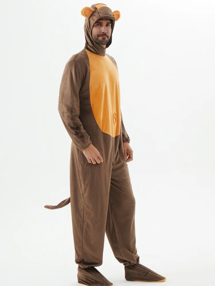 

Animal Male Performance Costumes Jumpsuit Brown Monkey Cosplay Suit Adult Men Halloween Party Stage Cosplay Clothes Outfits
