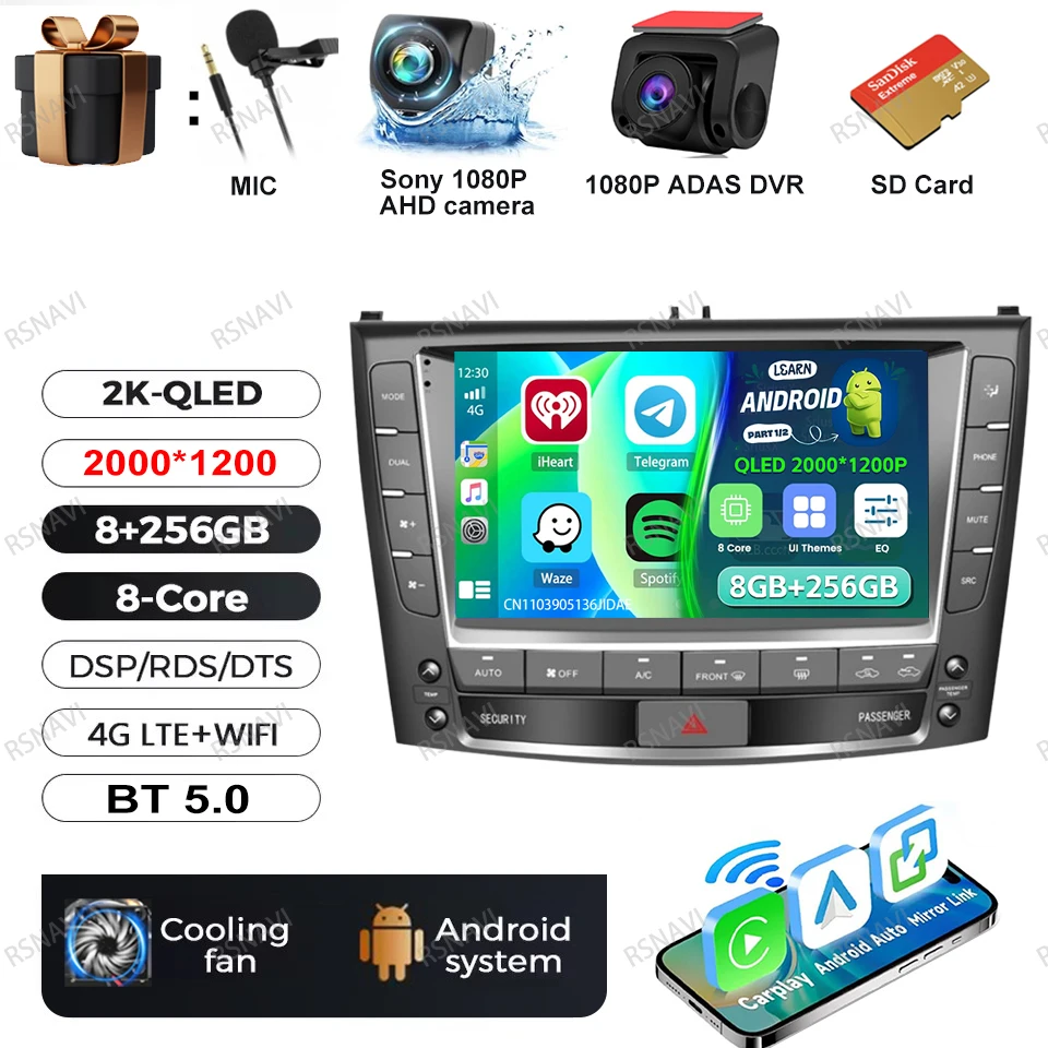 Auto radio Android 16 voor Lexus IS250 IS300 IS200 IS220 IS350 2005 - 2012 4G LTE DVD autoradio videospeler draadloze Carplay Auto