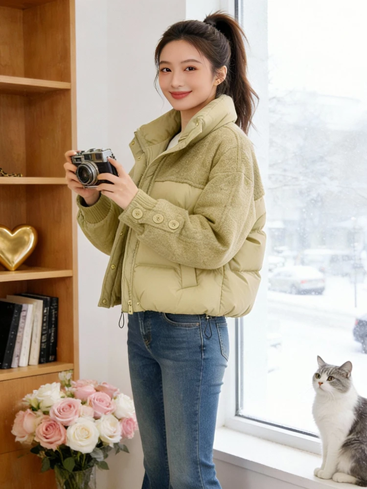 เสื้อโค้ทผ้าฝ้ายบุขนเป็ดทรงยาวสำหรับผู้หญิง สไตล์เกาหลี แฟชั่นทันสมัย ใส่ได้ทุกวัน รุ่นใหม่สำหรับฤดูหนาว