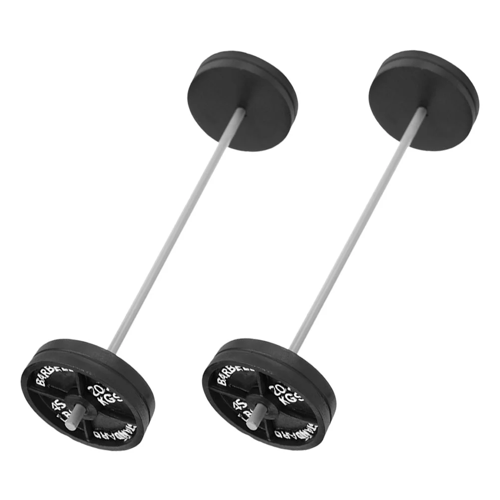 2 Pcs Dumbbel Dollhouse Barbell Fitness Toys Mini Model Plastic Miniature Exercise Dumbbells Decor