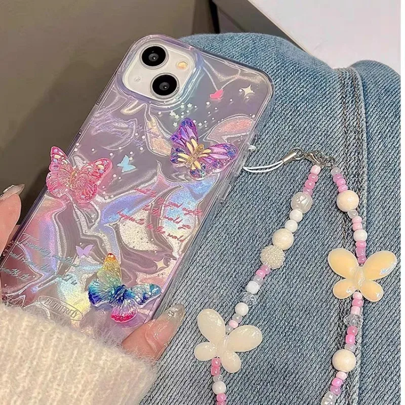 Fantasy Butterfly Bracelet Water Ripple Soft Case Compatible For VIVO Y28 Y03 Y21 Y17s Y20 Y21s Y12i Y15s Y18 Y36 Y27 Y100 Y16