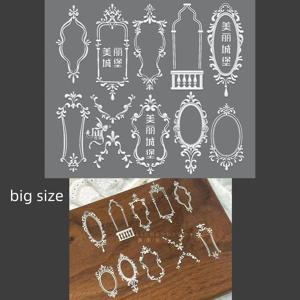 1Pc  Rococo Picture Frame Candlestick Rabbit Ribbon Bow 3D Acrylic Mold Nail Art Decorations  DIY Silicone Templates Nail  Mold