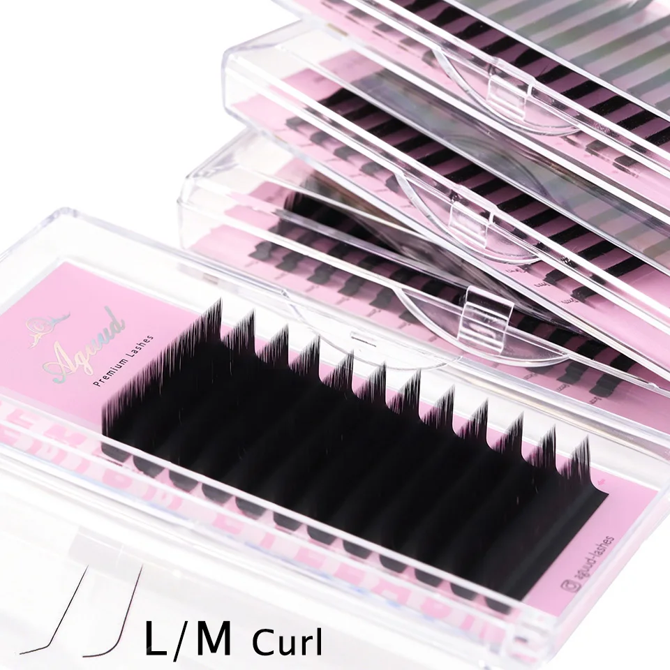 AGUUD L M Curl Individual Eyelashes Russian Volume Lashes Natural Soft Silk Faux Cilis LC/LD/C/CC/D Cashmere Eyelash Extensions