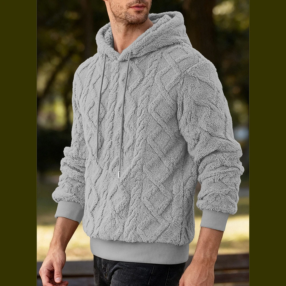 الخريف الشتاء عادية الصوف هوديس رجالي في الهواء الطلق موضة طويلة الأكمام الصوف قمصان سويت شيرت بقلنسوة الرجال Vintage فضفاض الرباط هوديي