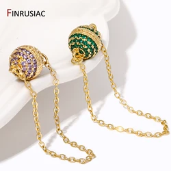 18K Gold Plated Brass Inlaid Zircon Ball Charm Magnetic Suction Buckle Ending Safety Chain DIY Bracelet Making Accessories