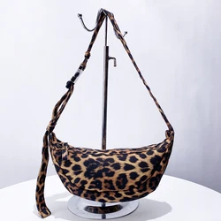 Casual Leopard Print Half Moon Bags For Women Luxury Designer Handbags And Purses 2024 New In Polyester Small Underarm Shoulder