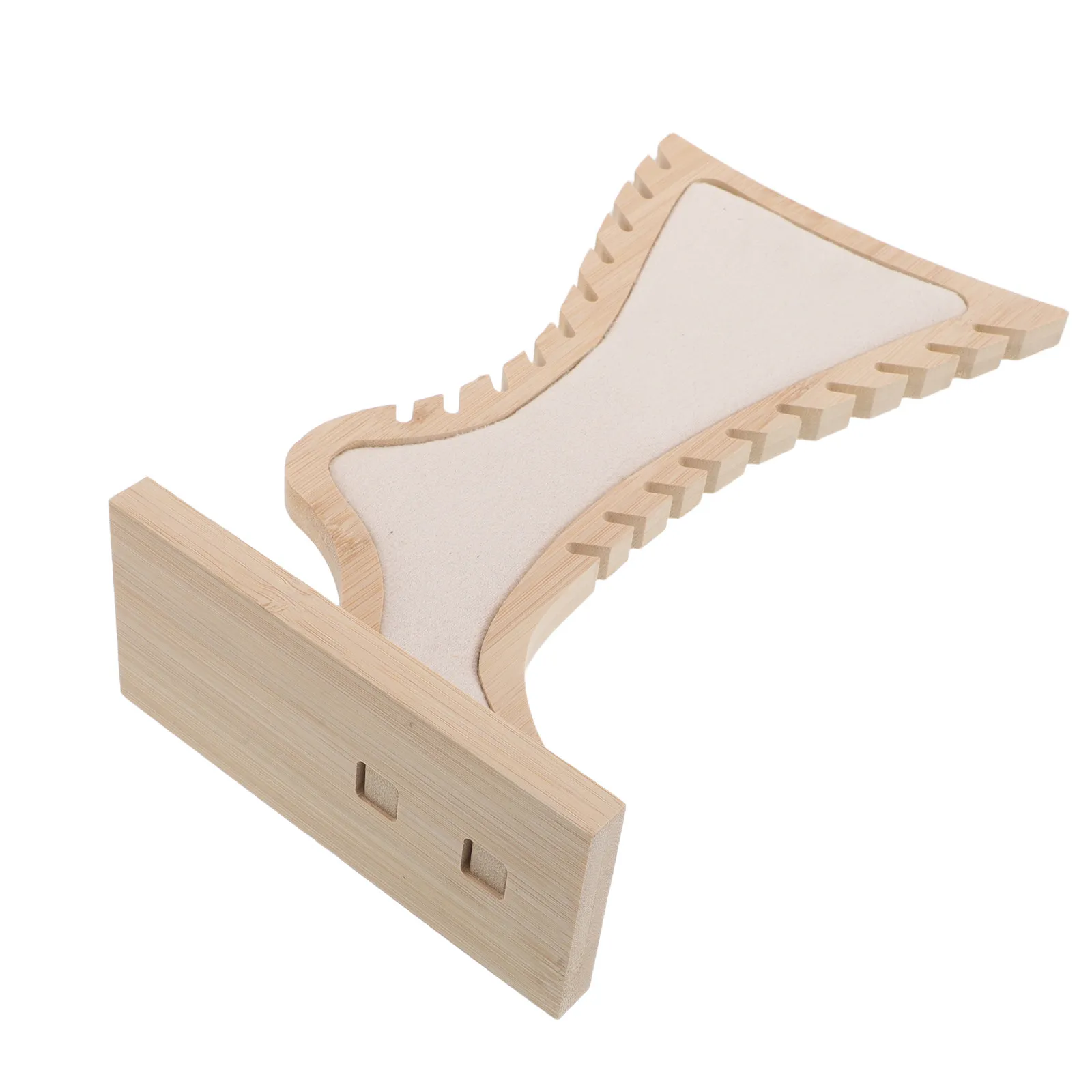 

Foot Shaped Beige Wood Anklet Display Stand Retail Vendor Jewelry Organizer Commercial Jewelry Showcase Display Rack for Craft