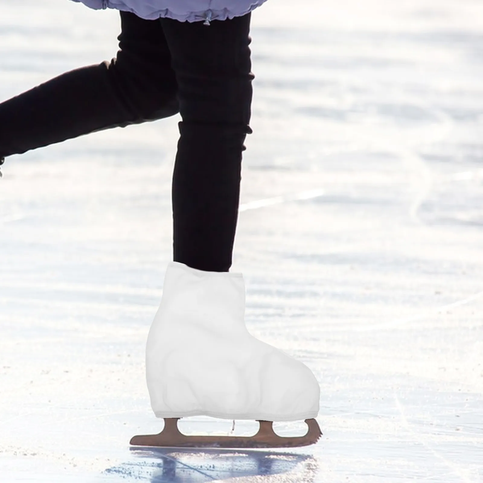 

Elastic Ice Skate Boot Cover Size S White High Quality Fabric Resists Wear Tear Strong Elasticity Fits Hockey Figure Skates