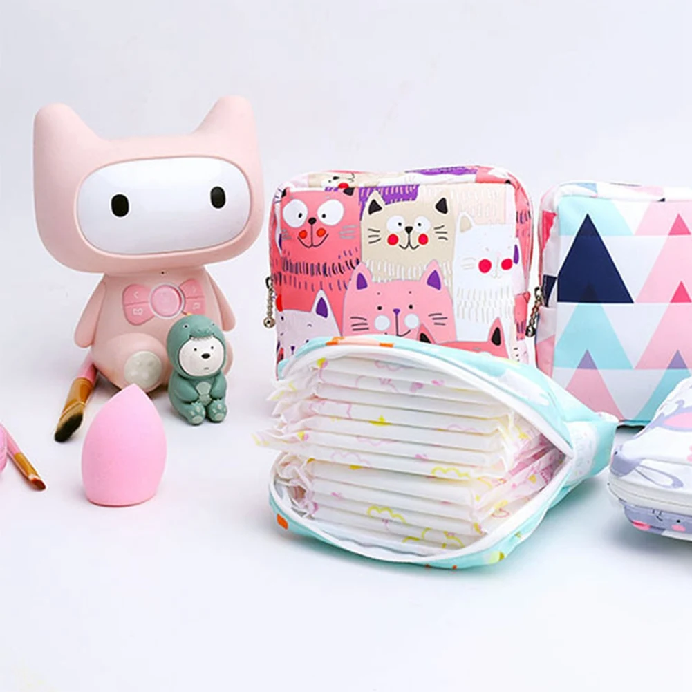 BAAG-Cute Large Capacity Sanitary Napkin Storage Bags Cartoon Girls Physiological Period Tampon Organiser Bag Tampon Bag G