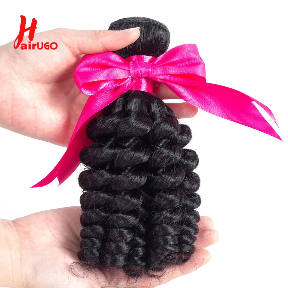 HairUGo Funmi Human Hair Bundle Brazilian Hair Weaving Double Weft Bundles Weave 10-28 inch Non-Remy Human Hair Extensions