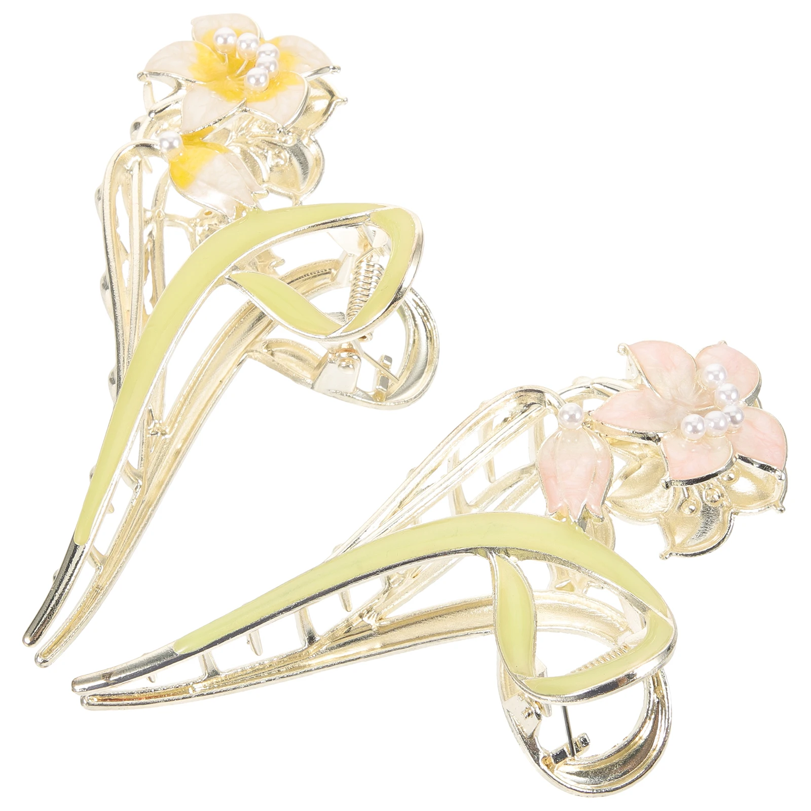 

2pcs Large Claw Clips Flower Lily Nonslip Thick Flower Hair Clips For Women Hair Clamps For Women Workout Use