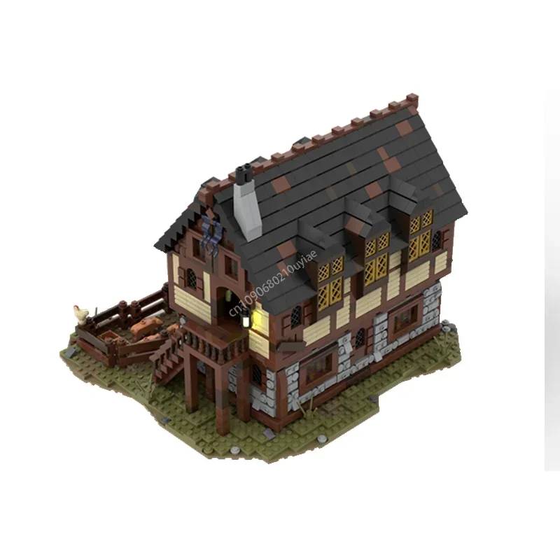 3124pcs Medieval Traders House & Farm Modular Model Moc Building Bricks Castle DIY Sets Assembly Blocks   presents