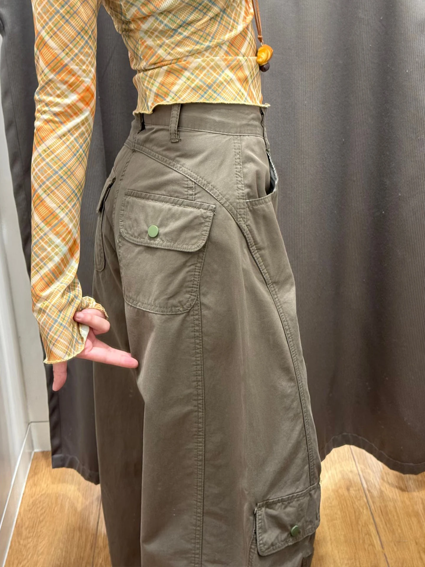 

Deep Brown Men's Straight Leg Work Pants High Waist Knife Casual Trousers American Sle Cotton Straight Cut Pants