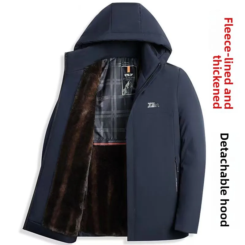 Jaket Pria Berlapis Katun Thiened Fce, Pakaian Luar Musim Dingin yang Hangat, Ukuran Besar, Pakaian Pria Kasual Modis