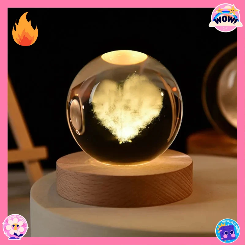 جديد عيد الميلاد هدايا عيد الميلاد 6cm 3D كريستال بول كريستال كوكب ضوء الليل الليزر محفورة النظام الشمسي عيد ميلاد سطح المكتب الديكور