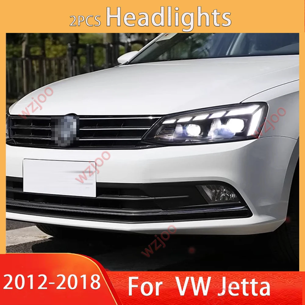 

Автомобильная фара для Volkswagen vw Jetta 12-18, модифицированная светодиодной линзой, поворотные дневные ходовые огни