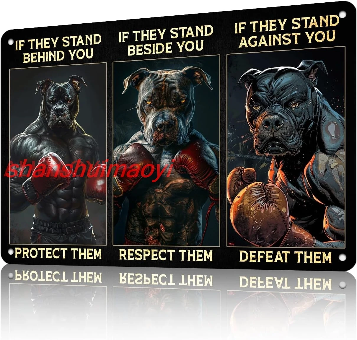 ALI Dog Tin Sign If They Stand Behind You Protect Them Beside Respect Against Defeat Them Boxing Pitbull Poster Retro Metal Wal