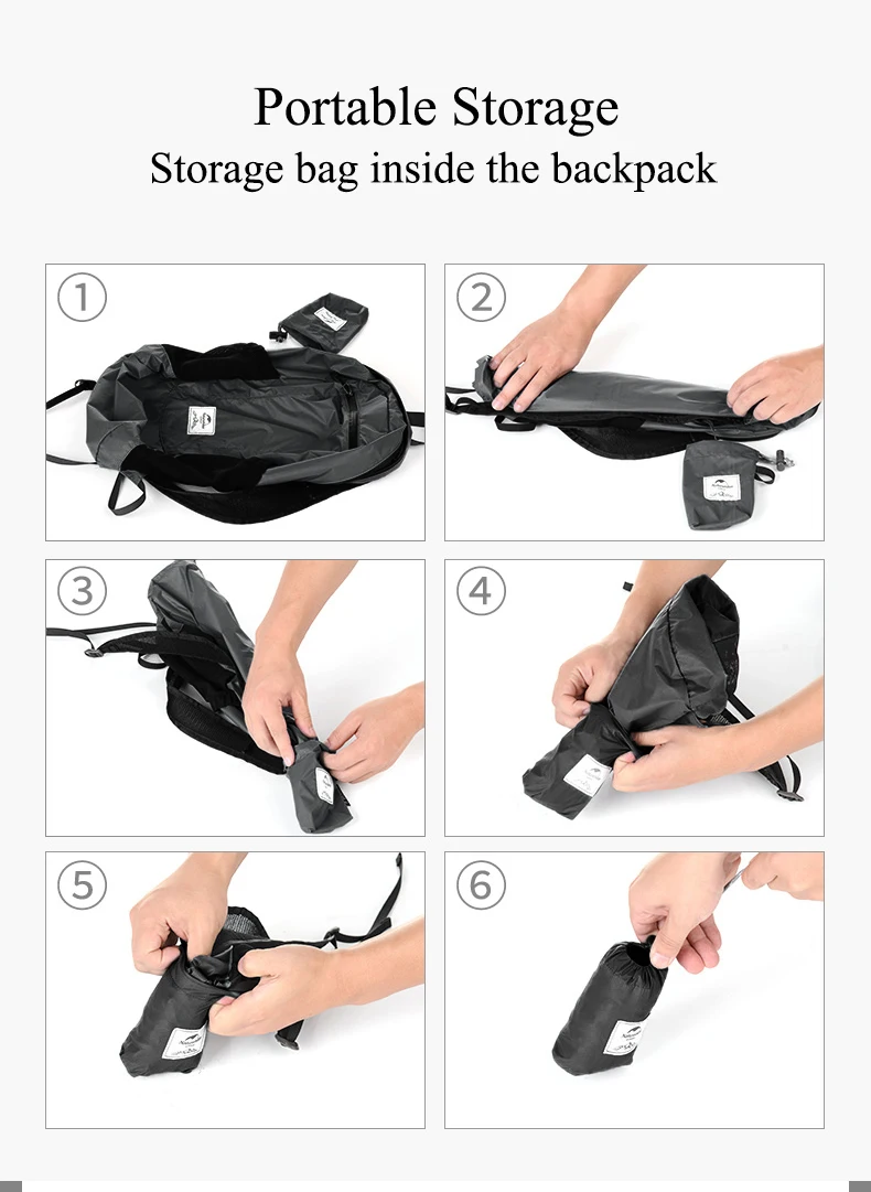 Naturehike 18L Camping Rucksack Tragbare Ultraleicht Wasserdichte Nylon Taschen Mann Outdoor Faltbare Sport Reise Wandern Rucksack – Detail 13