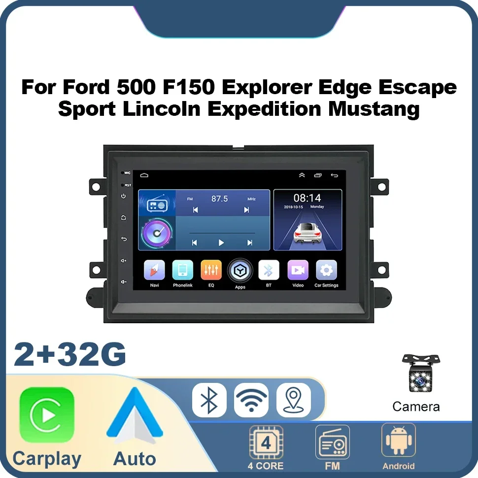 

Автомобильный радиоприемник для Ford 500 F150 Explorer Edge Escape Sport Lincoln Expedition Mustang, мультимедийное видео 2Din Carplay, авто стерео DVD