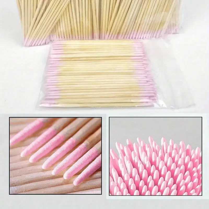 100 pieces/bag double-ended wooden sticks, fine pointed tip, used for tattoo and eyebrow makeup tools, unscented.